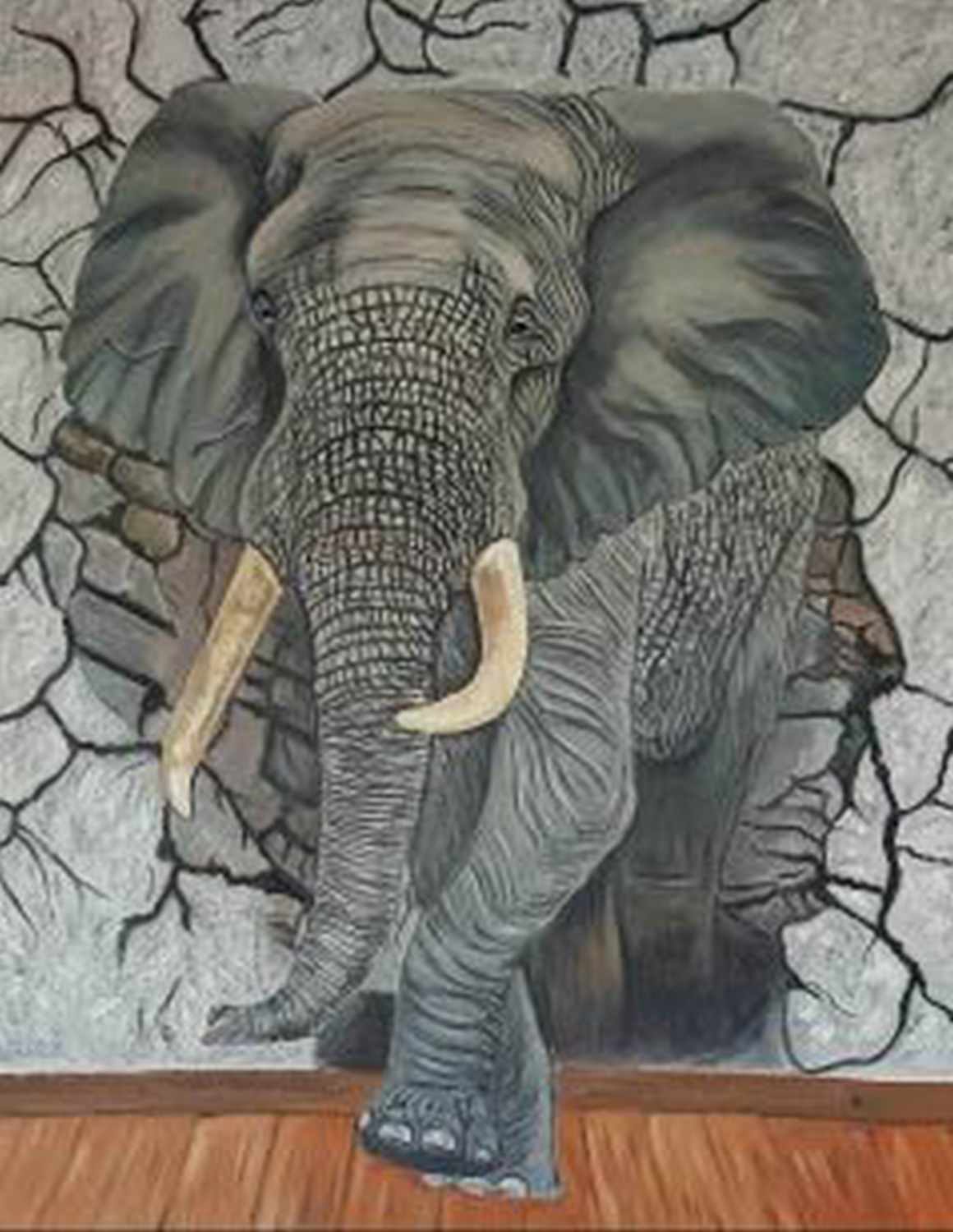 Elefant aus Wand